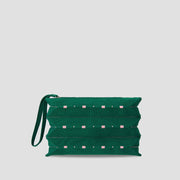Lucky Pleats Knit Pouch S Grid Cactus