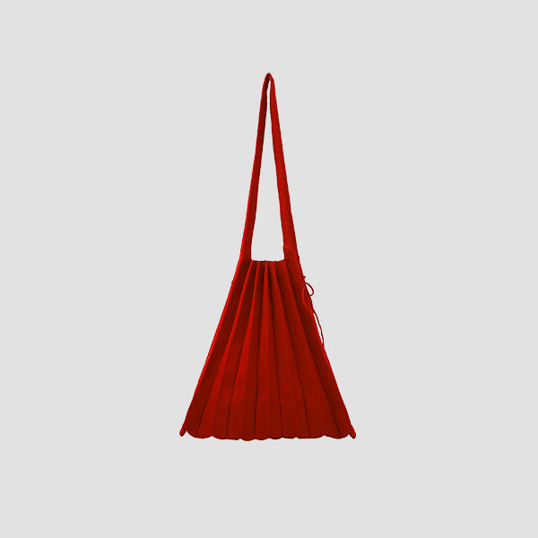 Lucky Pleats Knit M Crimson Red