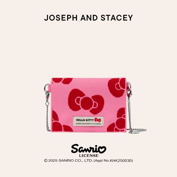 Lucky Knit Card Wallet With Chain Leopard Hello Kitty Bubblegum