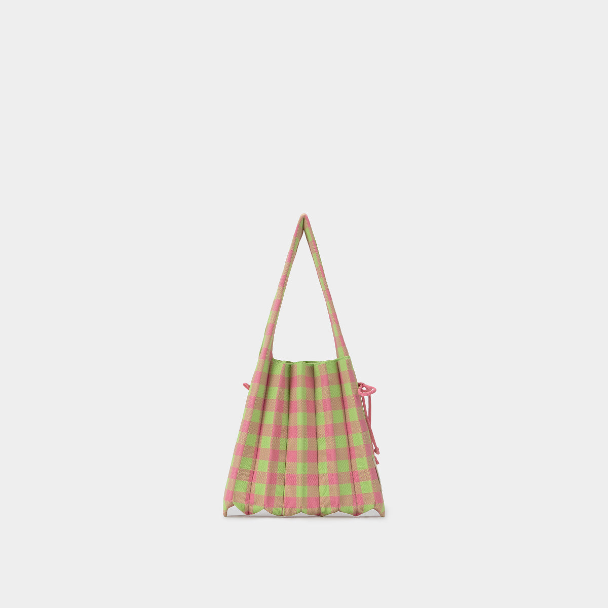 Lucky Pleats Knit S Check Melon Pink