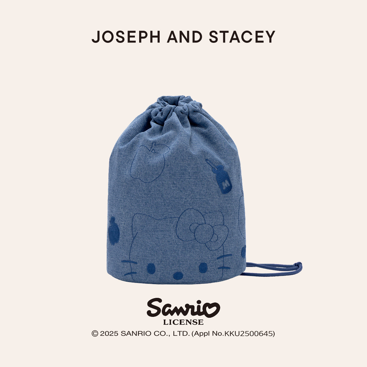 Denim String Backpack Hello Kitty Washed Blue