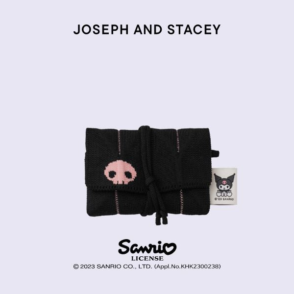 Lucky Pleats Knit Card Wallet Kuromi Rich Black
