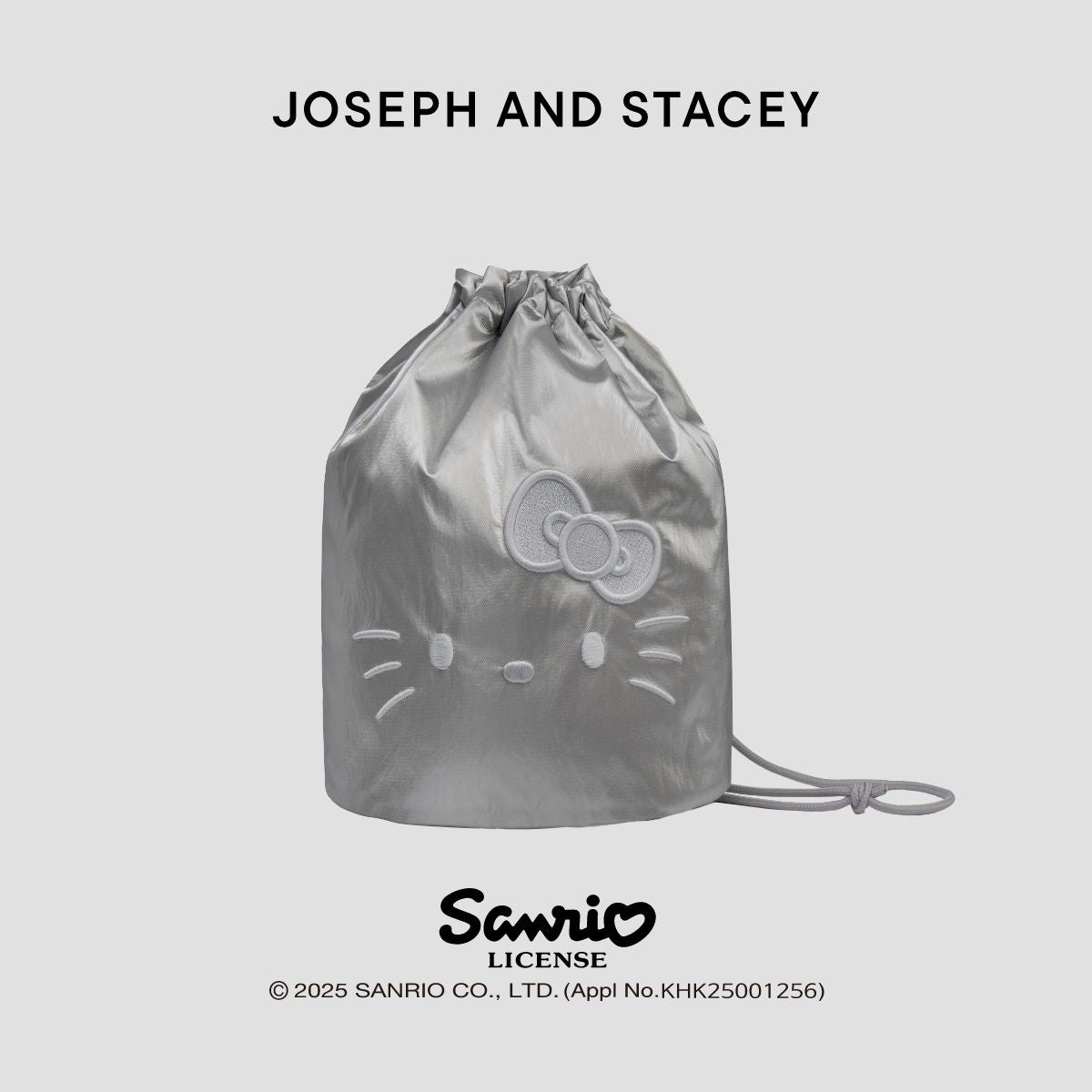 Sleek String Backpack Hello Kitty Silver