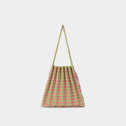 Lucky Pleats Knit M Check Melon Pink