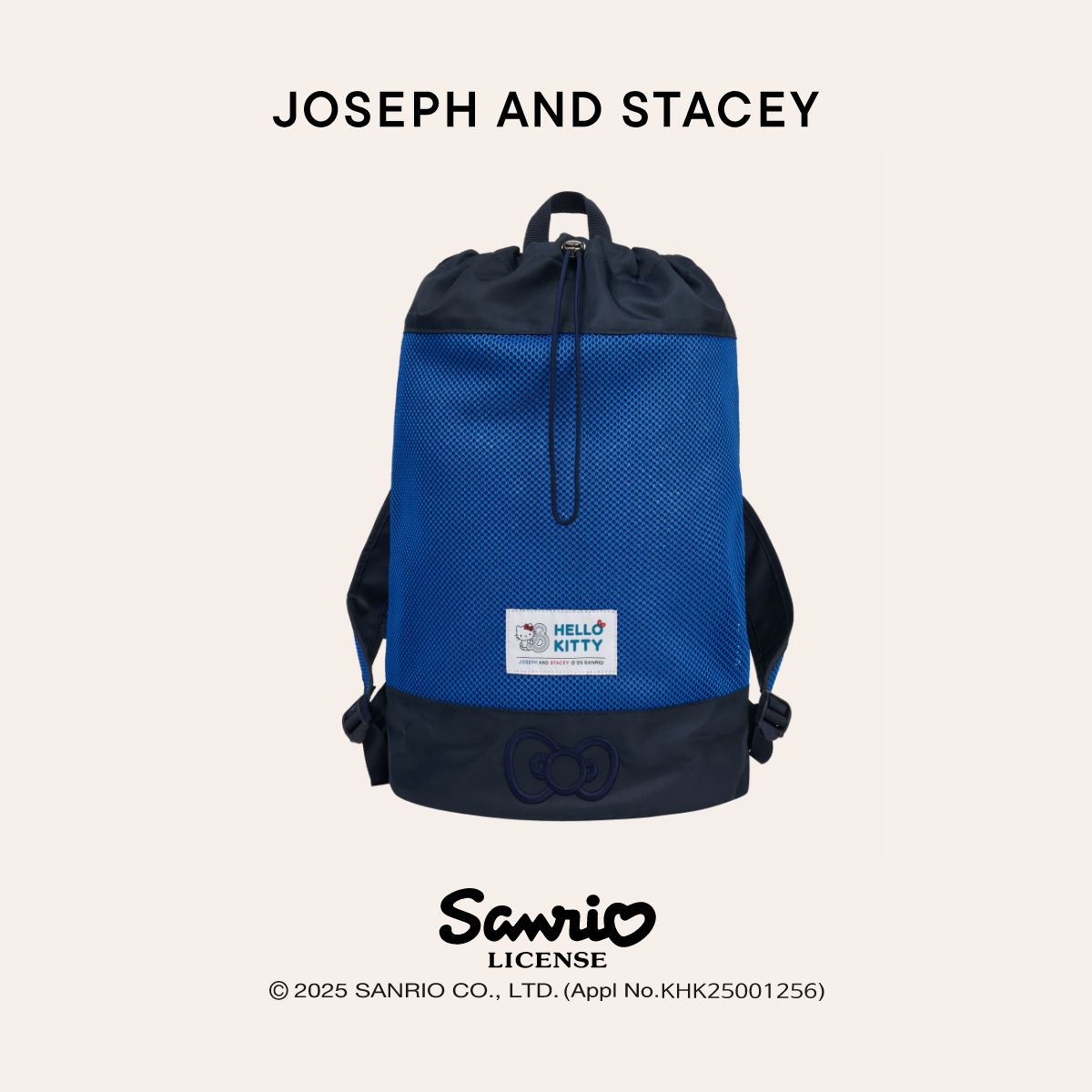 Mesh String Backpack Hello Kitty Blue Navy