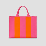 LPK Lattice Knit Tote Bag L Stripe Orange on Pink