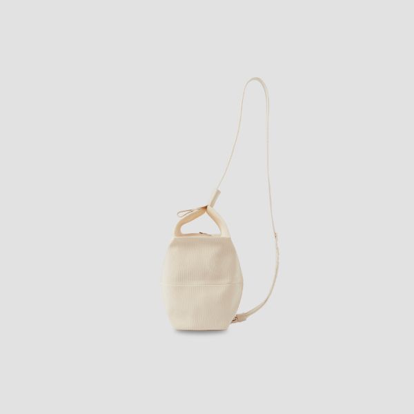 Lucky Pleats Knit Off City Bucket Sling Foaming White