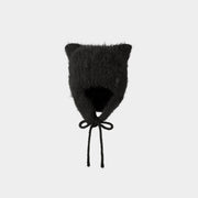 Lucky JAS Earflap Cat Beanie Black