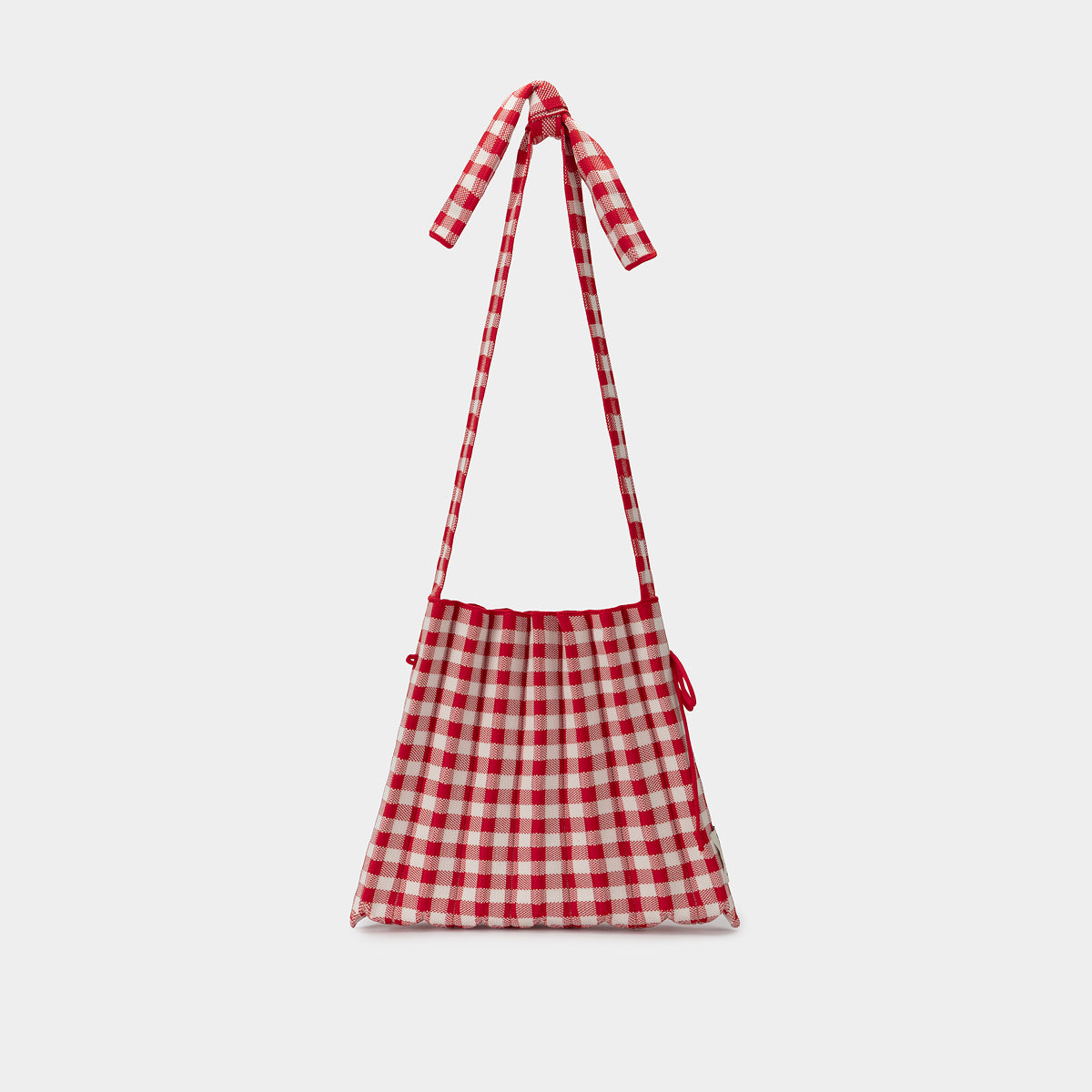 Lucky Pleats Knit Cross Strap M Check Cherry Red