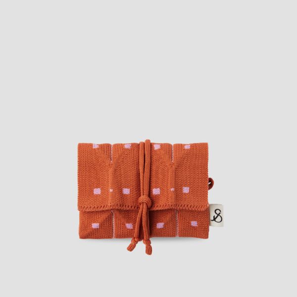 Lucky Pleats Knit Card Wallet Grid Marigold