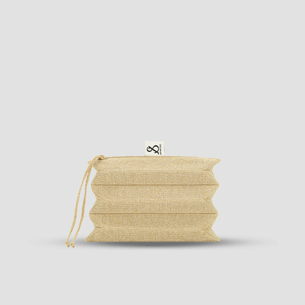 Lucky Pleats Knit Pouch S Starry Gold