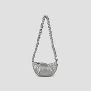 Daily Shirring Shoulder Bag Sleek Silver