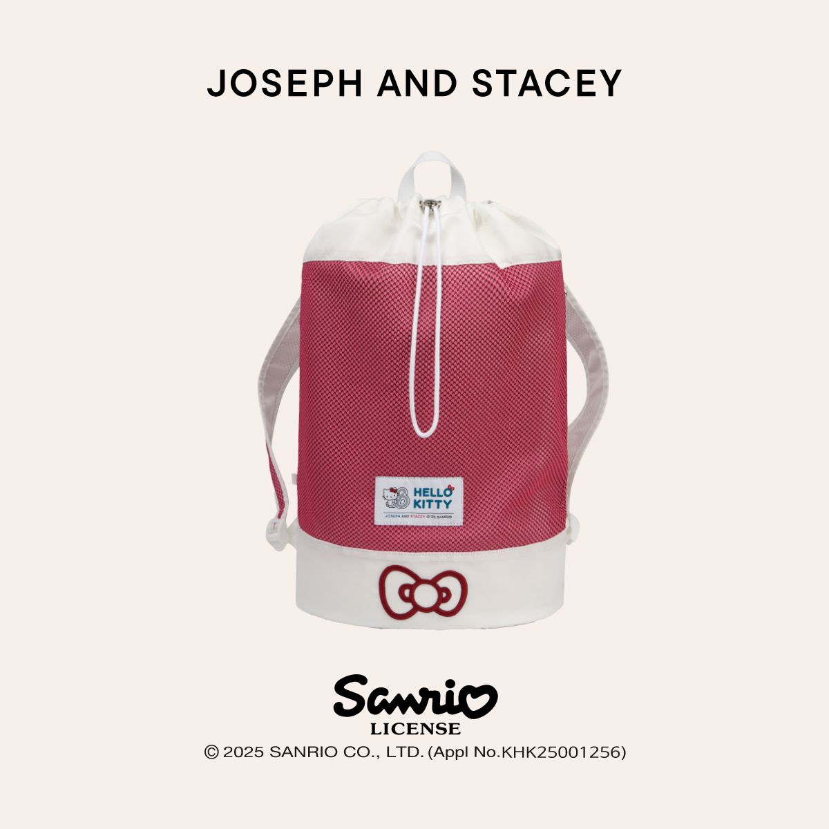 Mesh String Backpack Hello Kitty Red White