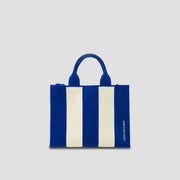 LPK Lattice Knit Tote Bag M Stripe Ivory on Blue