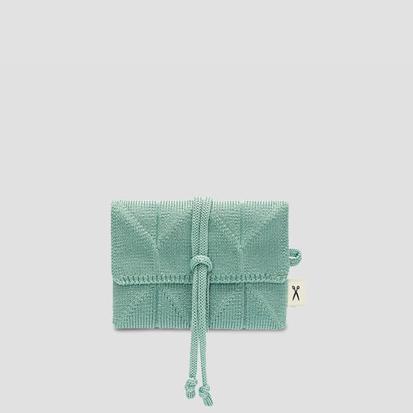 Lucky Pleats Knit Card Wallet Basil