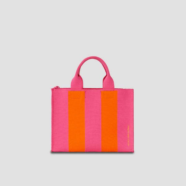 LPK Lattice Knit Tote Bag M Stripe Orange on Pink
