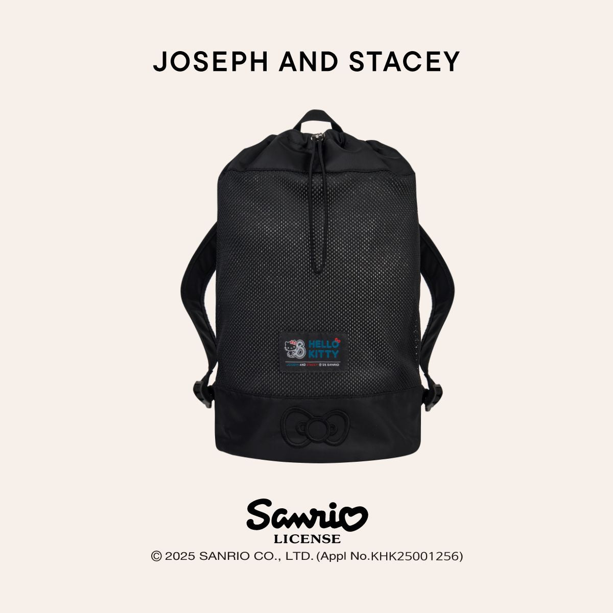 Mesh String Backpack Hello Kitty Black