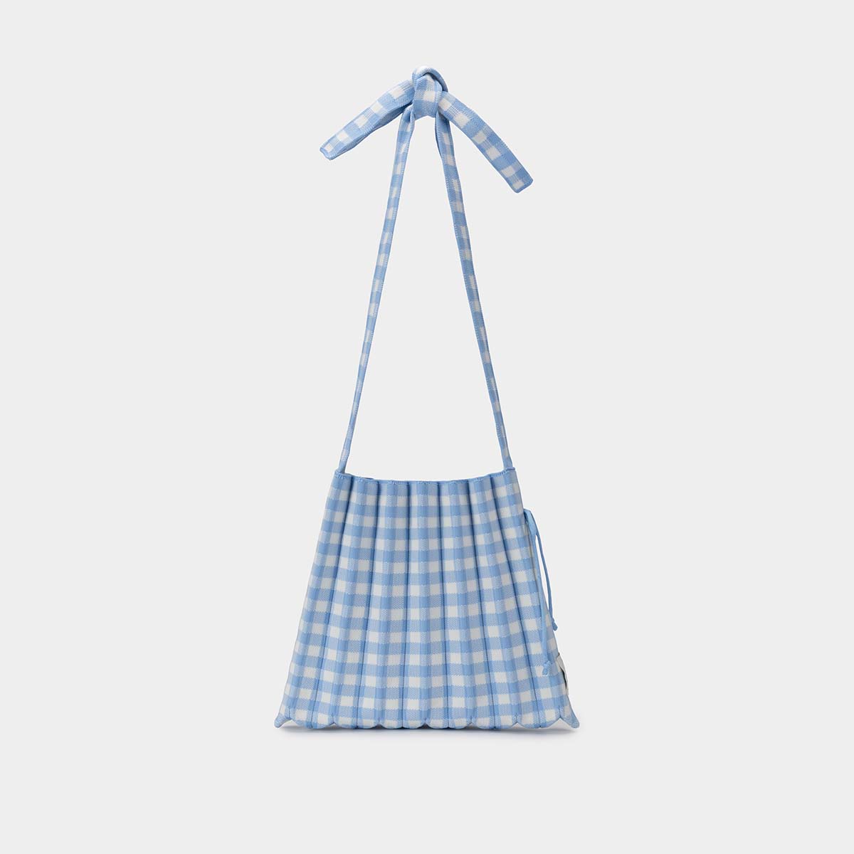 Lucky Pleats Knit Cross Strap M Check Soda Blue