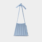 Lucky Pleats Knit Cross Strap M Check Soda Blue