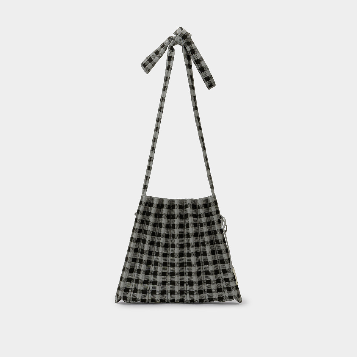 Lucky Pleats Knit Cross Strap M Check Sesame Latte