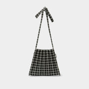 Lucky Pleats Knit Cross Strap M Check Sesame Latte