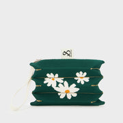 Lucky Pleats Pouch S Daisy Deep Forest