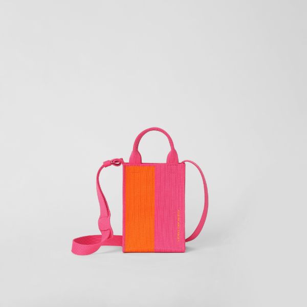 LPK Lattice Knit Cross Bag S Stripe Orange on Pink