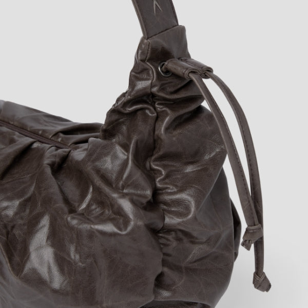 Daily Wrinkle Bag S_Faux Leather Brown