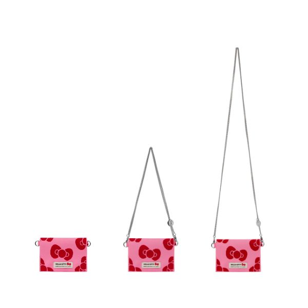 Lucky Knit Card Wallet With Chain Leopard Hello Kitty Bubblegum