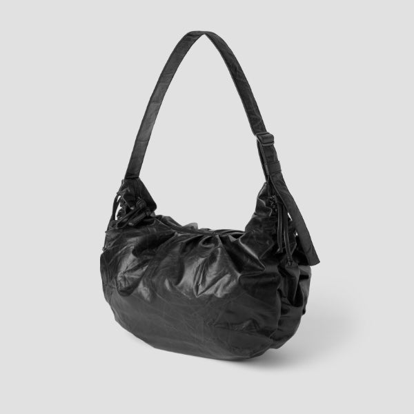 Daily Wrinkle Bag L_Faux Leather Black