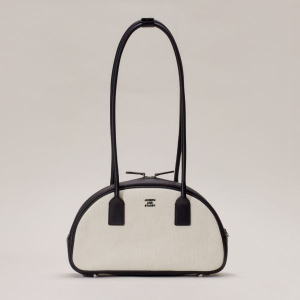 OZ Half Moon Canvas Bowling Bag Ivory_Black