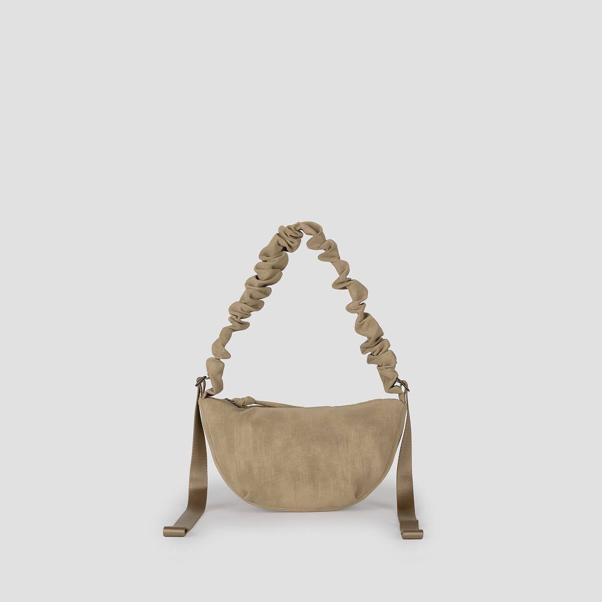 Daily Shirring Bag_Faux Suede Smoky Beige