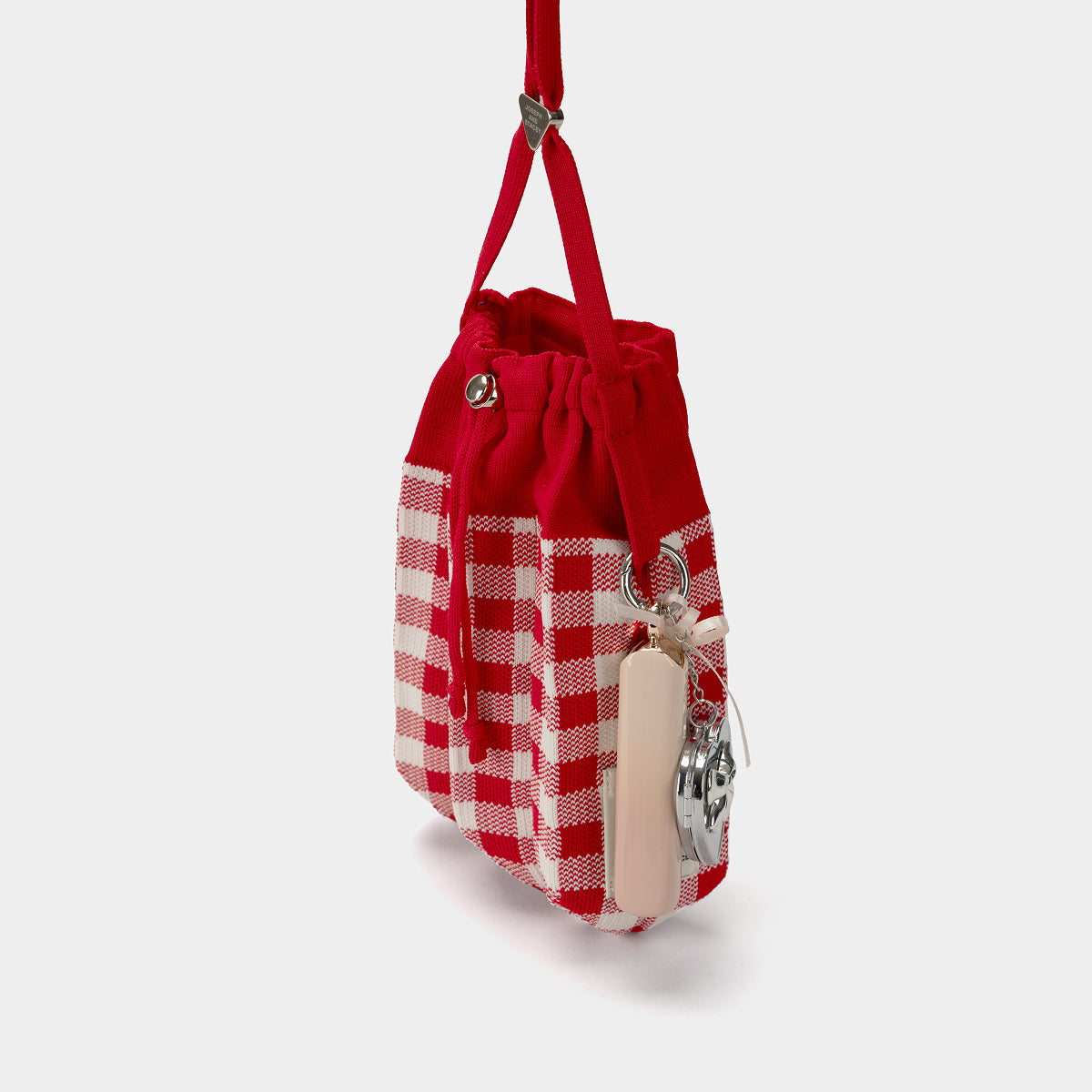 Lucky Pleats Knit String Mini Cross Check Cherry Red