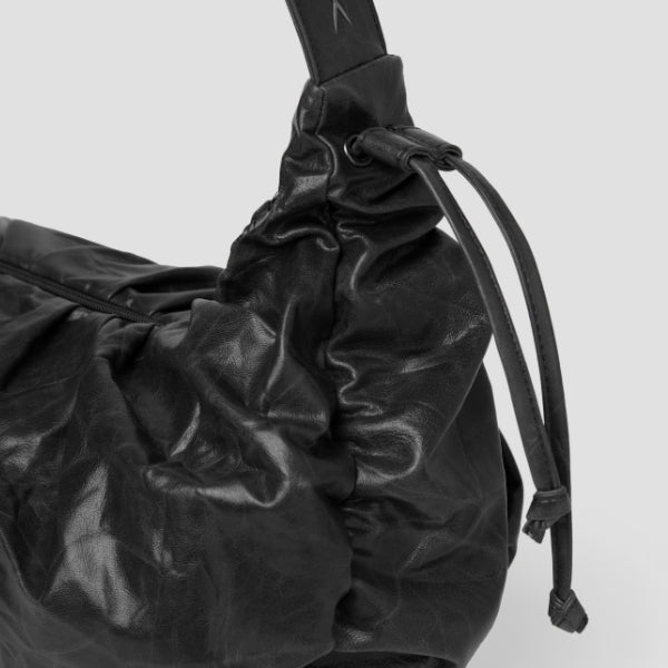 Daily Wrinkle Bag S_Faux Leather Black