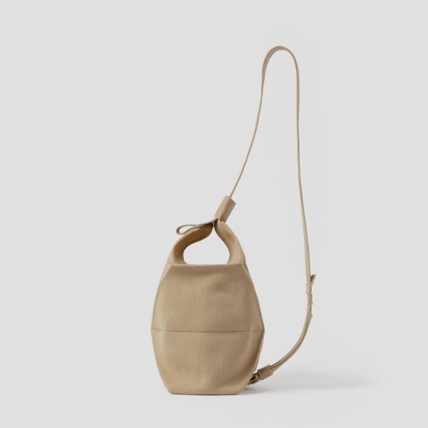 Lucky Pleats Knit Off City Bucket Sling Hazelnut Beige