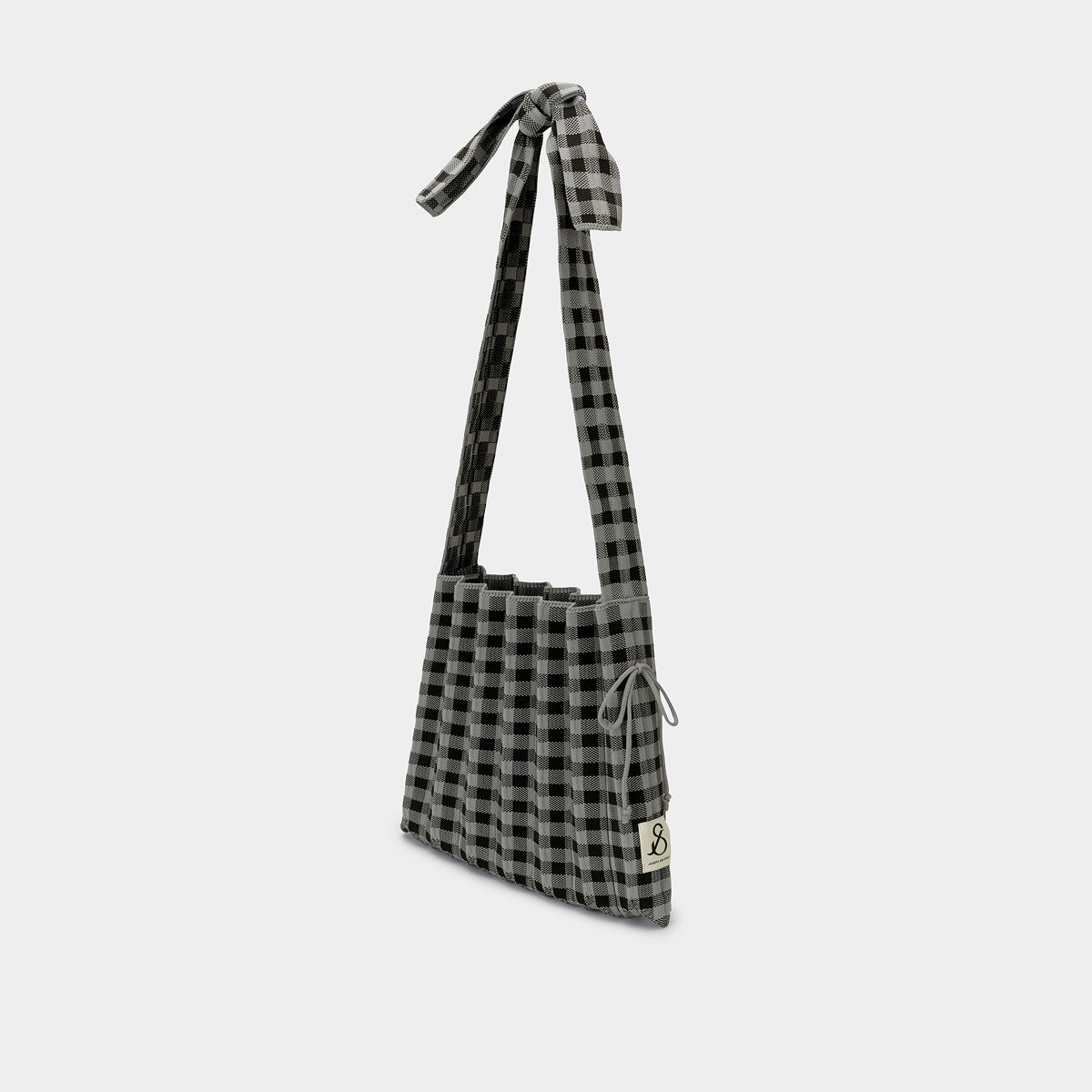 Lucky Pleats Knit Cross Strap M Check Sesame Latte