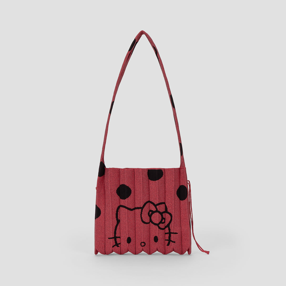 Lucky Pleats Knit Crossbody M Dot Hello Kitty Coral Red