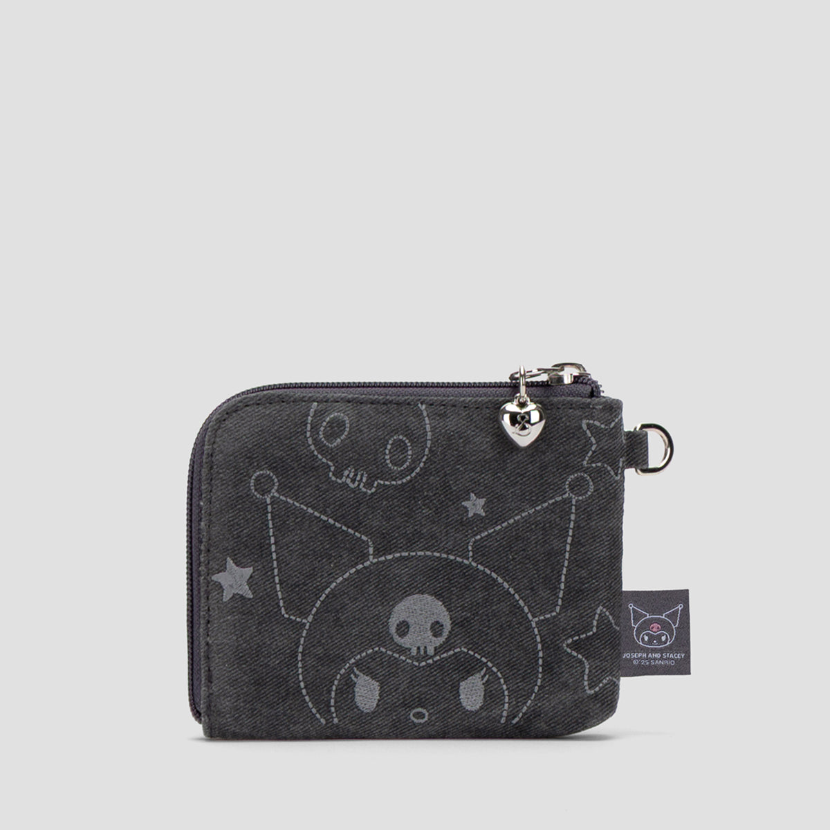 Denim Keyring Card Wallet Kuromi Washed Charcoal