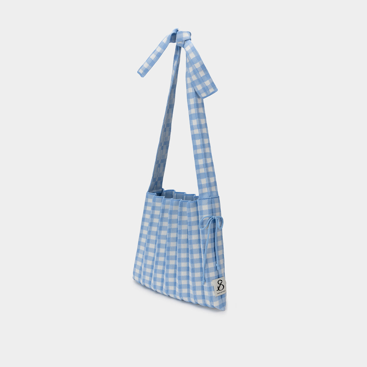 Lucky Pleats Knit Cross Strap M Check Soda Blue