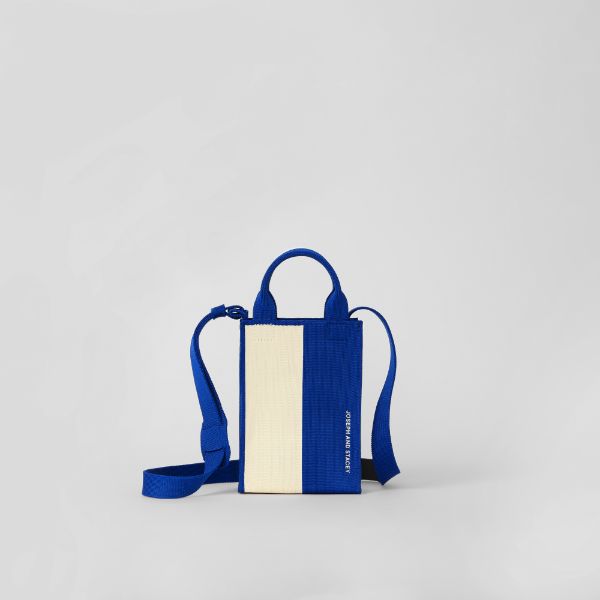 LPK Lattice Knit Cross Bag S Stripe Ivory on Blue