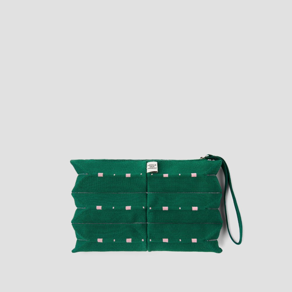 Lucky Pleats Knit Pouch S Grid Cactus