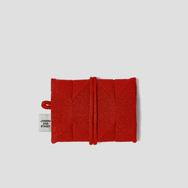 Lucky Pleats Knit Card Wallet Starry Red