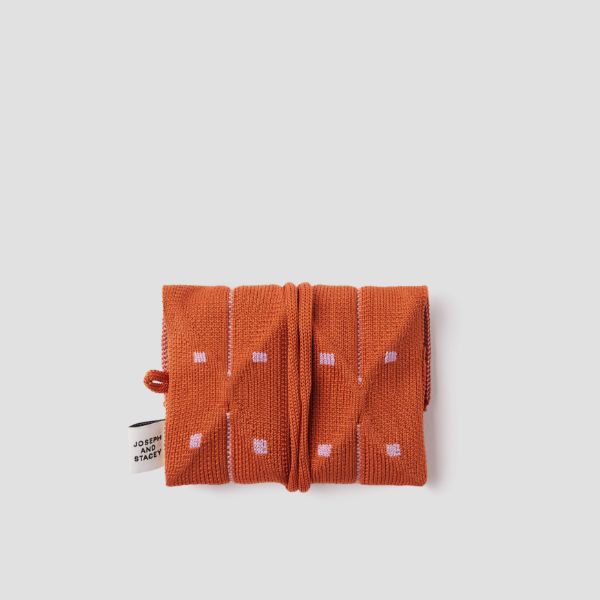 Lucky Pleats Knit Card Wallet Grid Marigold