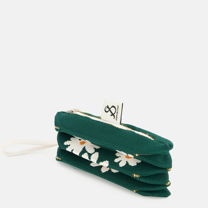 Lucky Pleats Pouch S Daisy Deep Forest