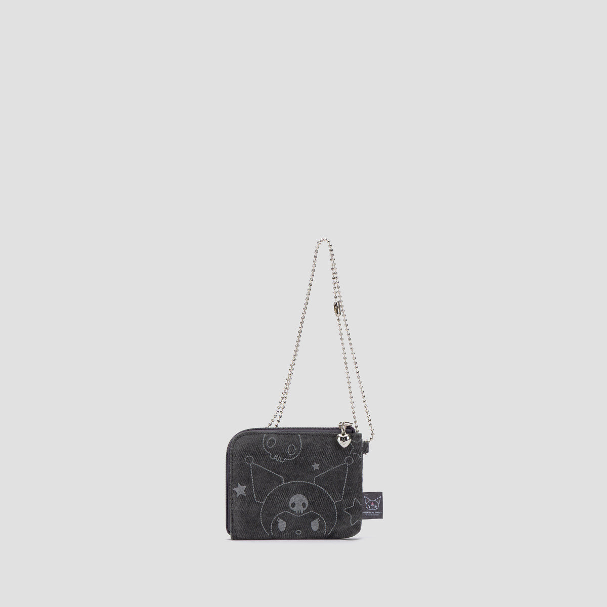 Denim Keyring Card Wallet Kuromi Washed Charcoal