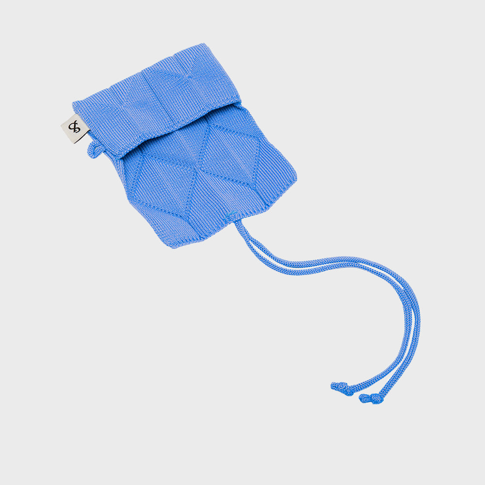 Lucky Pleats Knit Card Wallet Cerulean Blue