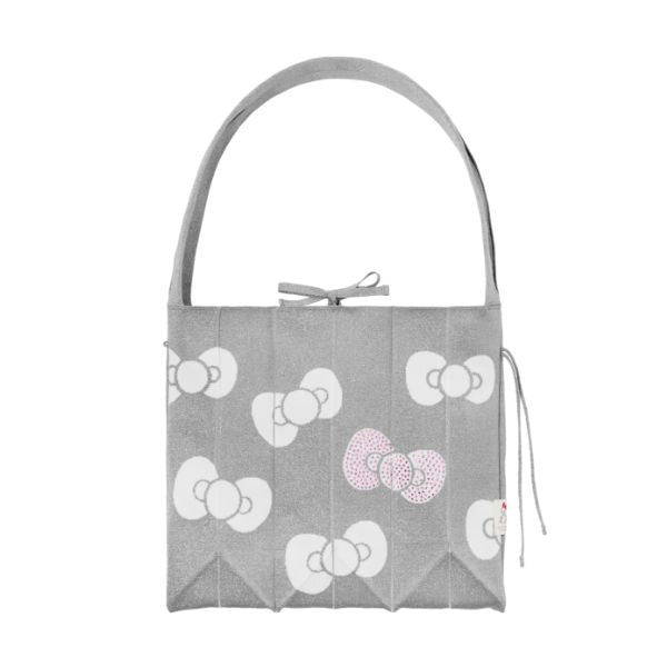 Lucky Pleats Knit Cross Big Hello Kitty Ribbon	Platinum