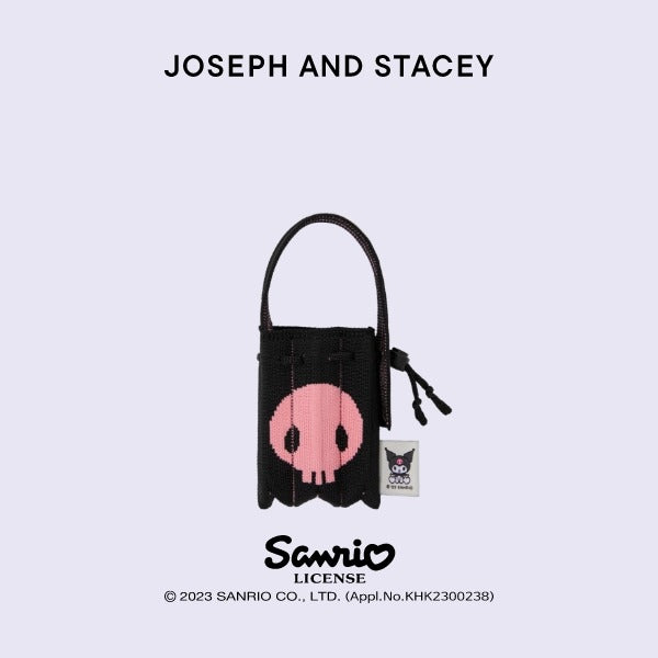 Lucky Pleats Knit Nano Bag Kuromi Rich Black